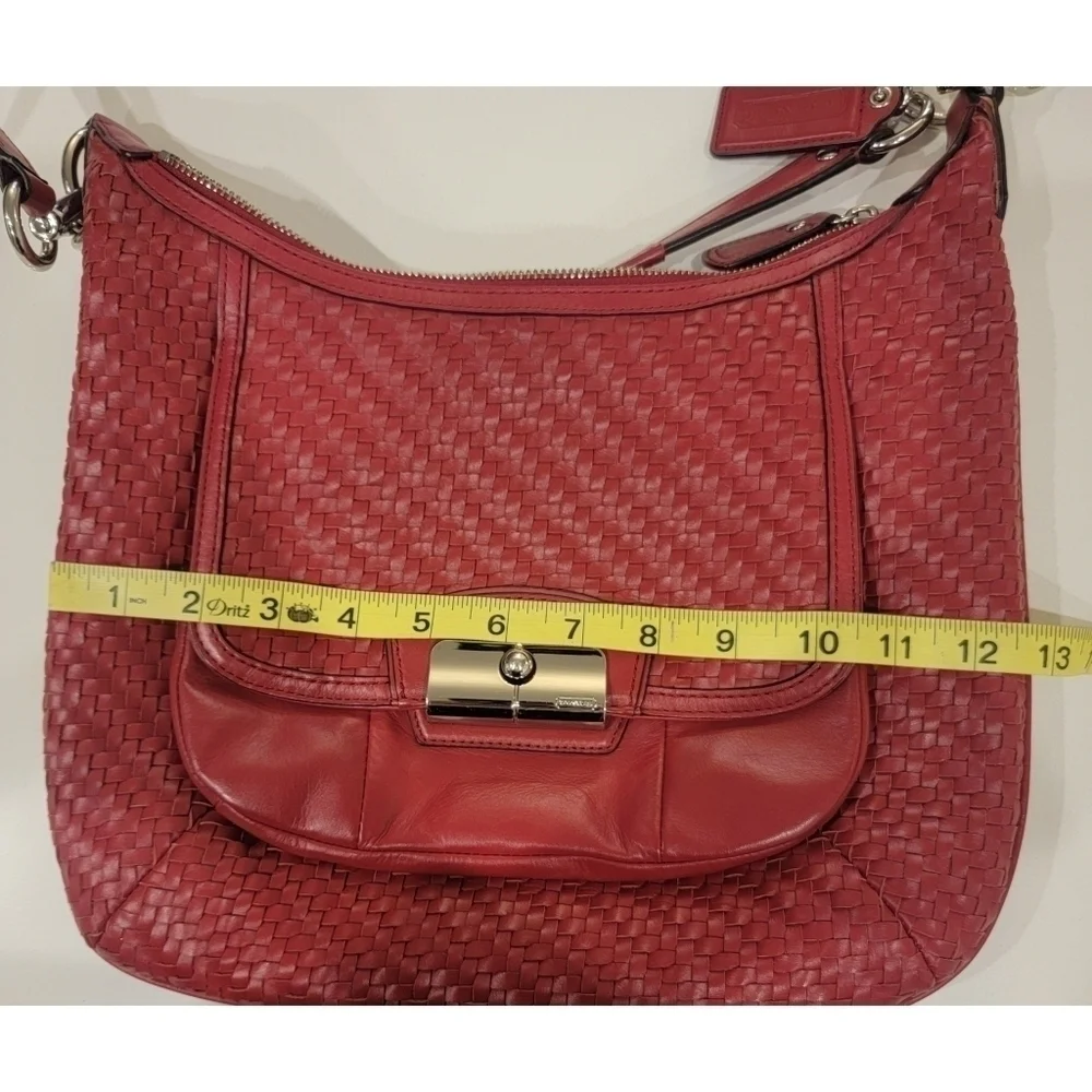 Coach Woven Leather Shoulder Bag with Detachable Crossbody Strap
